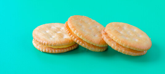 Delicious Cheese crackers or Biscuit with cream.