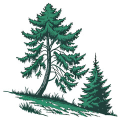 Obraz premium A bright evergreen tree with vivid and vibrant colors. This cheerful and lively image is perfect for creating fun, energetic, and joyful holiday designs and greeting cards.