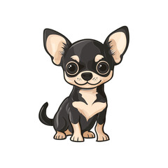 Chihuahua Pup Cartoon: A charming cartoon of a Chihuahua pup, with large eyes and adorable features, full of cuteness and joy.