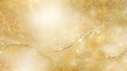 Golden Sparkle Abstract Background with Flowing Light Waves, ai