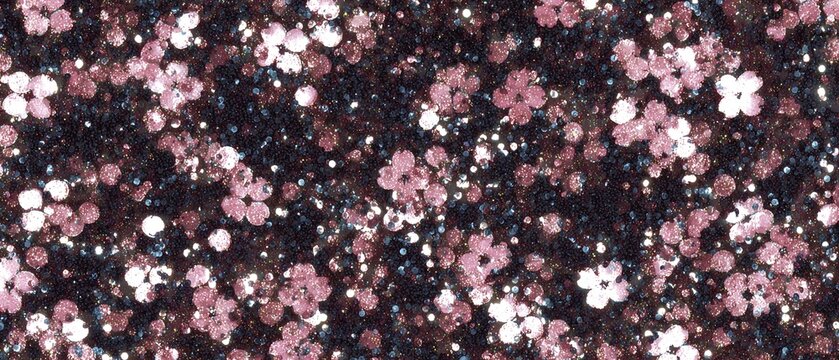SFONDO GLITTER NERO E ROSA CON MOTIVO FLOREALE
