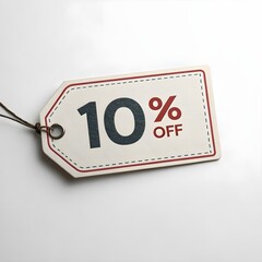 10% Discount Sales Tag on White Background, Sale Banner, Retail Promotion, Price Label, Shopping Sticker