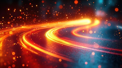 Glowing Road Curves in Dark Abstract Background