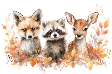 AKWARELOWE PORTRETY MŁODYCH ZWIERZĄT: LIS, SZOP I SARNA