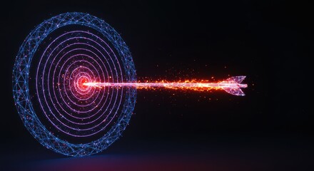 Precise Arrow Striking Bullseye:  Digital Target Achievement Concept