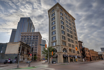 Streetscape of historic buildings in downtown Winnipeg, Manitoba, Canada © jkgabbert