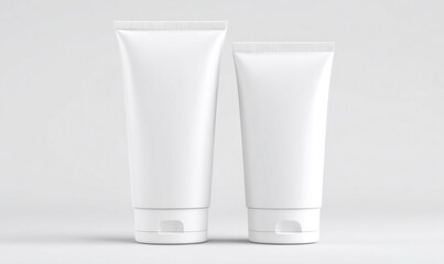 DUE TUBI COSMETICI BIANCHI VUOTI SU SFONDO BIANCO