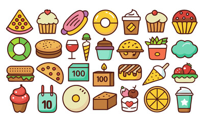 Fototapeta premium Download All Food Icons Set. Vector Illustration . This Icon Concept Isolated Premium Vector. 