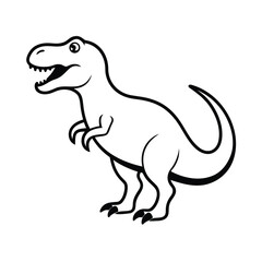 vector illustration of cartoon dinosaur line art