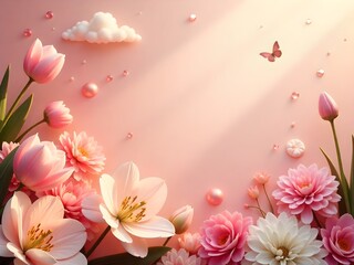 pink background with flowers