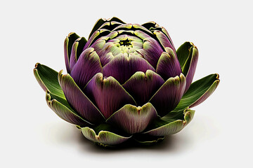 Fototapeta premium Fresh purple artichoke on a white background