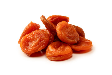 Dried apricots isolated on white background.