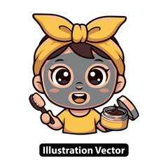 Charming Animated Youngster Embracing Beauty Ritual with Facial Treatment and Spa Day Fun