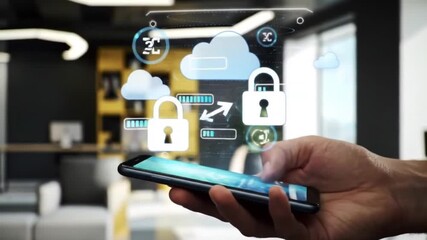 Secure Cloud Data Transfer and Synchronization on Mobile Phone with Holographic Interface - Powered by Adobe