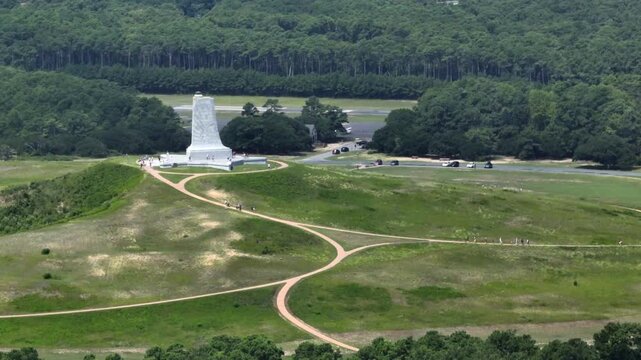 Wright Brother Memorial in Kill Devil Hills, NC outer banks where first flight occurred is popular tourist destination
