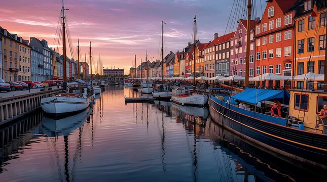 Colorful canal scene at sunset (2)
