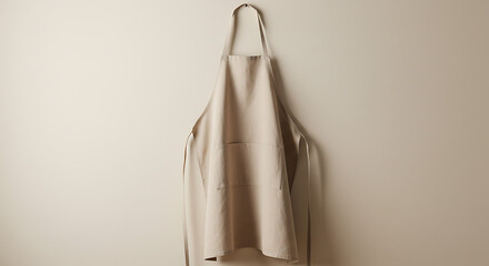 Minimalist Kitchen Style: Neutral Apron Hanging on the Wall for Cooking, Baking, and Food Preparation in a Clean and Modern