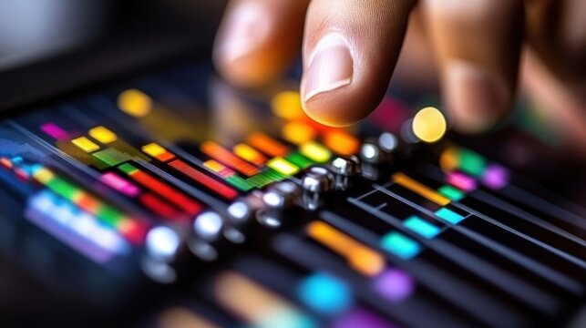 Colorful Data Visualization on Touchscreen with Finger Adjusting Digital Graphs and Charts for Analysis