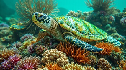 Green Turtle Coral Bed Oasis