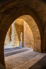 Arch of the inner courtyard of the Palace of the Grand Master of the Knights of Rhodes, also known as the Kastello, Rhodes, Greece