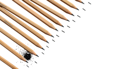 Wood pencils on black show precision; dark graphite shavings are present. Use for artist background, print product, or template.