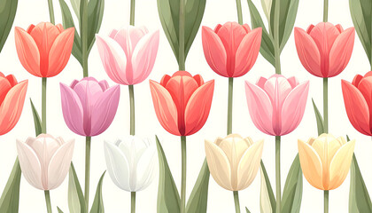 Obraz premium Seamless vector pattern of Tulips
