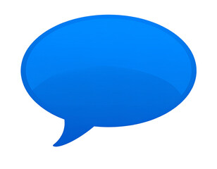 Flat Blue Chat Bubble Icon with Rounded Corners, Front View, isolated on transparent background
