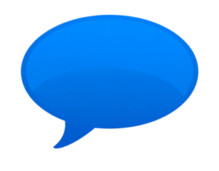 Flat Blue Chat Bubble Icon with Rounded Corners, Front View, isolated on transparent background