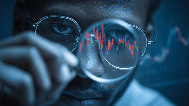 A financial analyst scrutinizing the profit trends of a stock market (2) - Powered by Adobe