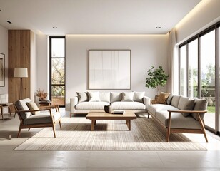 Minimalist  Scandinavian Style Urban Interior with Large Windows