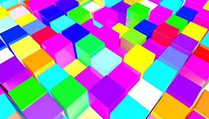 Abstract vibrant colorful cube pattern background with a geometric design