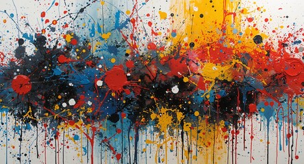 Furious paint splatters in expressionist abstract art painting styles