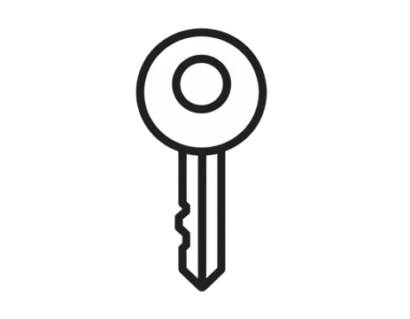  Minimalist Black Outline Key Icon, Thin Line Style, isolated