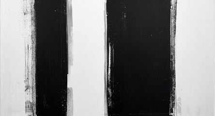 Clean black and white strokes in minimalist abstract art painting styles