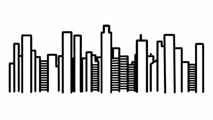 Obraz premium Black Single Line City Skyline Illustration cityscape