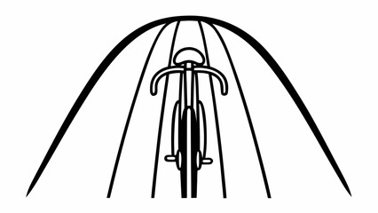 Cyclist Riding Uphill Continuous Line Art Black White