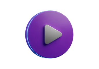 violet play button 3d isolated transparent PNG