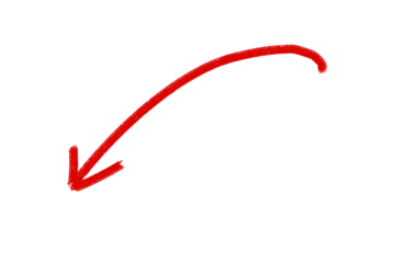 Hand drawn red curved arrow pointing down
