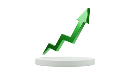 3d graph chart with arrow Growing Up Positive Trend Isolated Transparent PNG