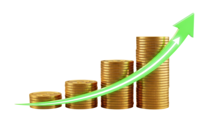 3d graph chart with arrow Growing Up Positive Trend Isolated Transparent PNG