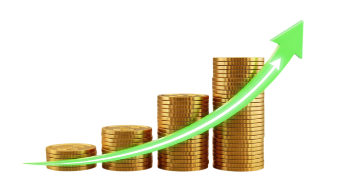 3d graph chart with arrow Growing Up Positive Trend Isolated Transparent PNG