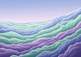 Fototapeta premium Pastel colored clouds create a dreamlike landscape with soft light and peaceful atmosphere in the sky
