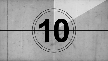 Countdown timer 10 seconds Old Vintage isolated on gray background
