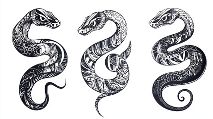 Fototapeta premium Intricate snake illustrations art showcase creative studio digital art abstract environment close-up view design concepts