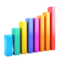 Colorful bars represent growth and progress, set against a black background, symbolizing data visualization and analytics.