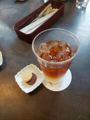 Two cookies and apple tea