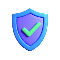 A colorful shield icon featuring a check mark, symbolizing security, trust, and protection in a modern design against a black background.