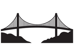 Bridge vector icon. Perfect for architecture, construction, or landscape illustrations. Vector black silhouette. with white background