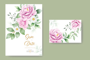 wedding invitation card with roses watercolor