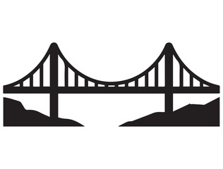 Obraz premium Bridge vector icon. Perfect for architecture, construction, or landscape illustrations. Vector black silhouette. with white background